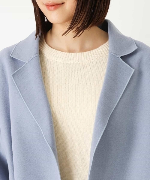 「MK MICHEL KLEIN」 チェスターコート 38 ライトブルー レディース_画像4