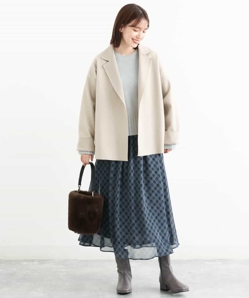 「MK MICHEL KLEIN」 チェスターコート 38 ライトブルー レディース_画像6