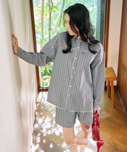 半額以下で買えるクーポン特集 FREAK'S 切り替え チュール 限定展開 シャツ ブラウス STORE トップス