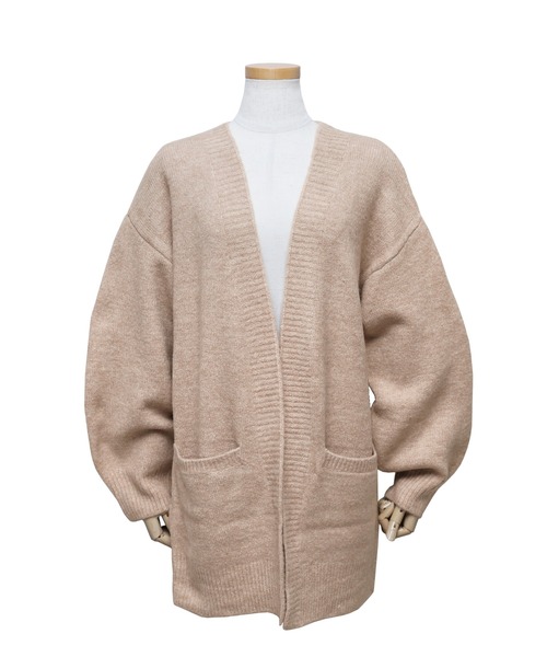 「reca」 ニットカーディガン M ベージュ レディース_画像3