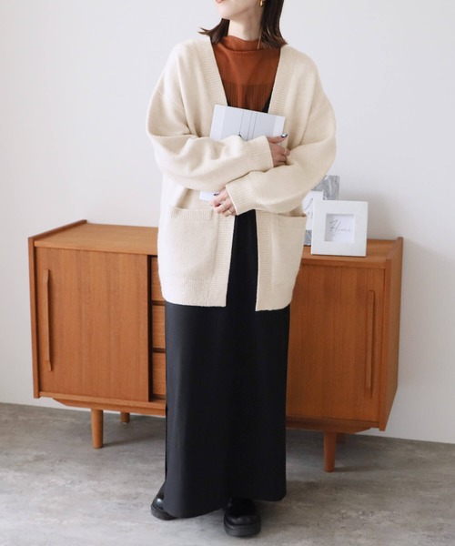 「reca」 ニットカーディガン M ベージュ レディース_画像5