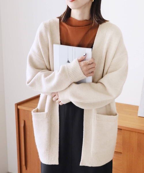 「reca」 ニットカーディガン M ベージュ レディース_画像6