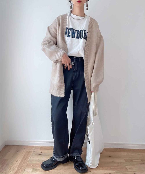 「reca」 ニットカーディガン M ベージュ レディース_画像9