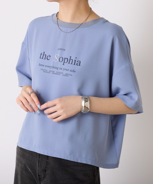 tシャツ 刺繍ロゴジョーゼットプルオーバー レディース