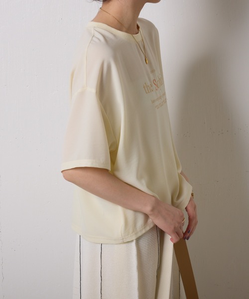 新品未使用　完売品　ジョーゼットロゴTEE COLLAGE GALLARDAGALANTE tシャツ 刺繍ロゴジョーゼットプル