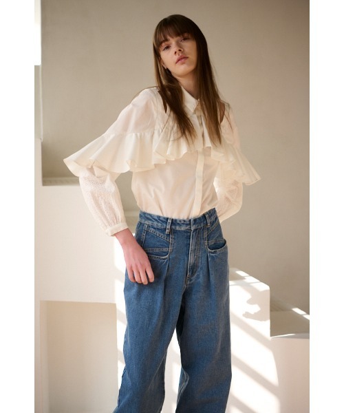 ブラウス シャツ Madelina Blouses ラッフルカットアウトシャツ レディース Estella.K ブラウス シャツ Madelina Blouses ラッフルカット