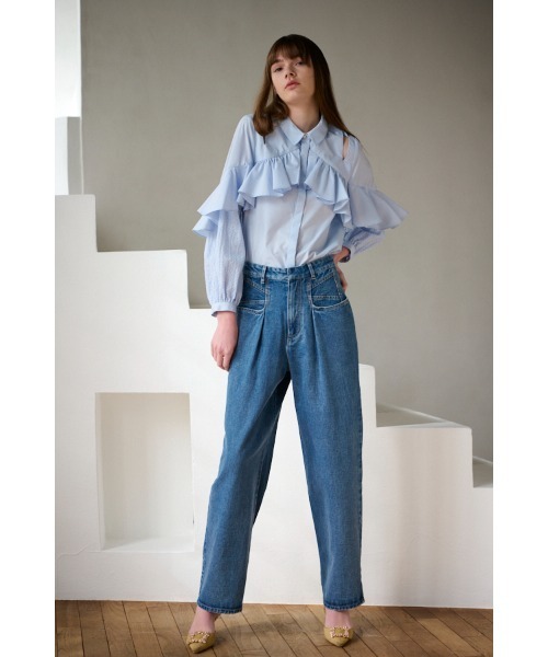 ブラウス シャツ Madelina Blouses ラッフルカットアウトシャツ レディース Estella.K ブラウス シャツ Madelina Blouses ラッフルカット