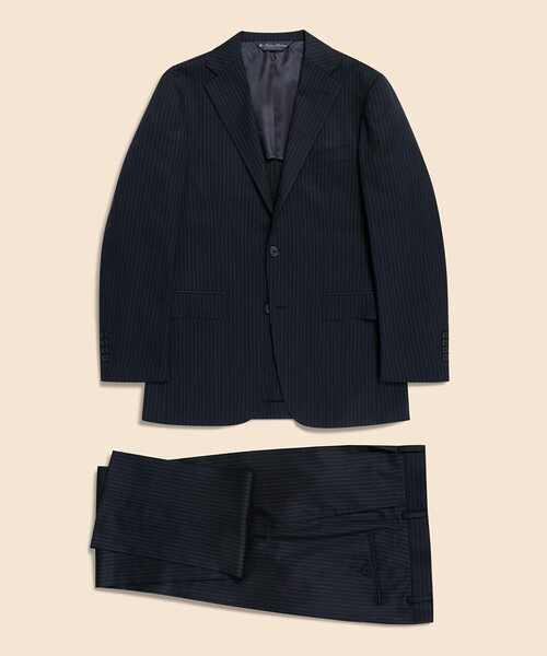 美品 モダリトルノ 3ピース スーツ ストライプ ブラック サイズA6 L相当 AOYAMA 【洋服の青山】ウール100% スリーピース プレミアム スーツ