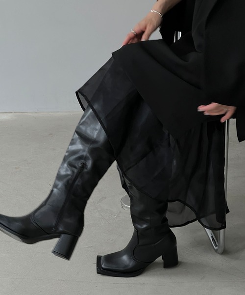 「chuclla」 ロングブーツ 37 ブラック レディース_画像6