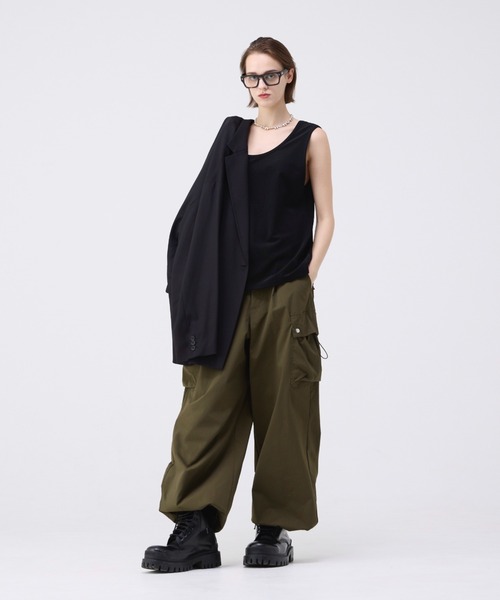 soerte　トリコットピケプリーツタンクトップ　2 soerte タンクトップ TRICOT PIQUE SLEEVELESS PLEATS TANKTOPS