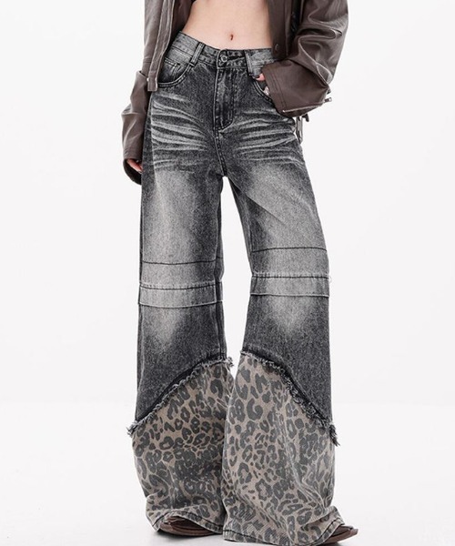 【adidas】Originals Denim Pants レオパード柄 デニム ワイド デニムパンツ（レオパード柄）ファッション通販 - ZOZOTOWN