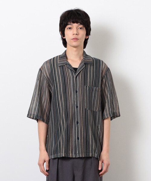 パープル＆イエロー（Purple & Yellow）/マルチカラーストライプレースシャツ Purple&Yellow（パープルアンドイエロー） シャツ マルチカラー