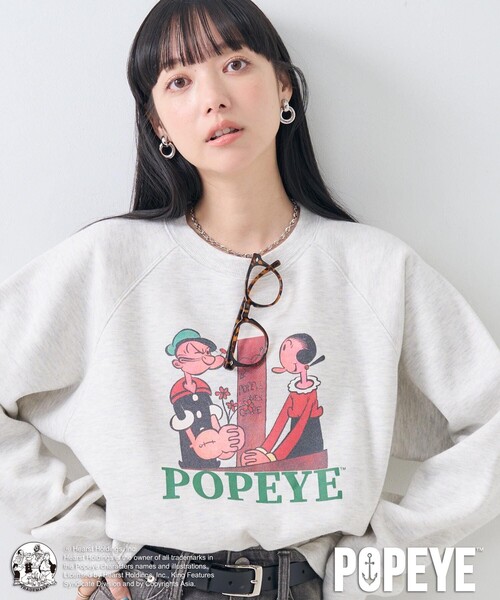 「FREAK'S STORE」 スウェットカットソー「popeyeコラボ」 フリ- ライトグレー レディース