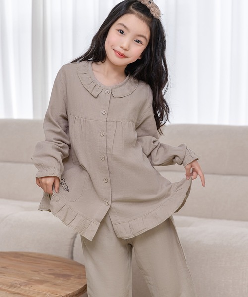 DAY CLOSET パジャマ ルームウェア キッズ 長袖ステッチフリル