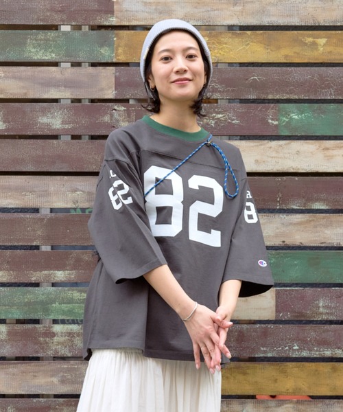 Champion×RODEOCROWNS レディース RODEO CROWNS WIDE BOWL tシャツ 「Champion」フットボールT