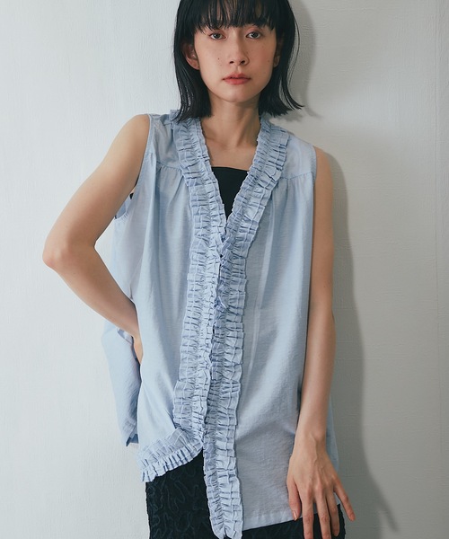 SMILE ORCHID（スマイルオーキッド） ブラウス シャツ 前後2wayフリル