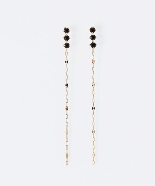 JUPITER ピアス 「K10」天然石ペタルチェーンピアス/モテピアス
