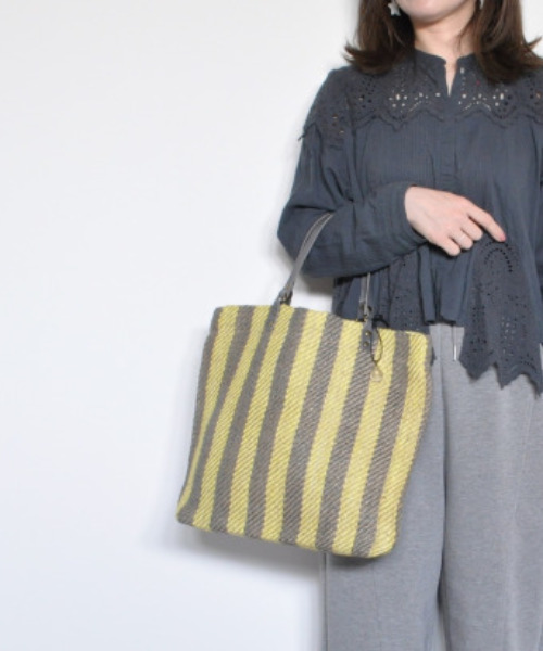 トートバッグ 「手機ならではの質感」CL3761 HAND＆WORK STRIPE JUTE TOTE レディース メンズ