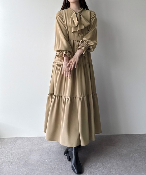 ゆりリリ様　ラルフローレン　マキシシフォンワンピース　リボンボウタイティアード2 mipiarl ワンピース ボウタイティアードワンピース : ZOZOTOWN Yahoo
