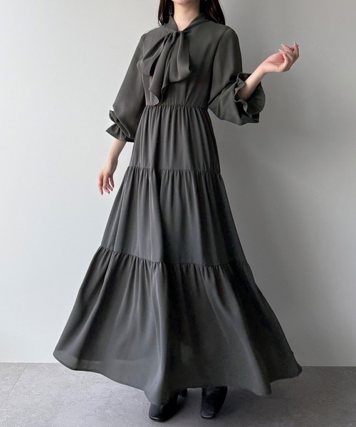 mipiarl ワンピース ボウタイティアードワンピース : ZOZOTOWN Yahoo