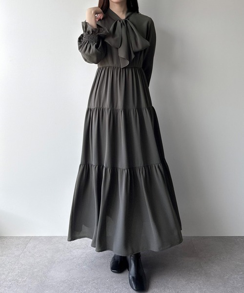 mipiarl ワンピース ボウタイティアードワンピース : ZOZOTOWN Yahoo