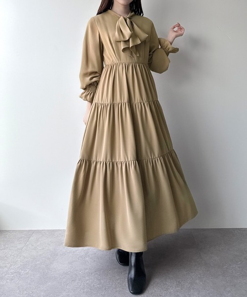 mipiarl ワンピース ボウタイティアードワンピース : ZOZOTOWN Yahoo