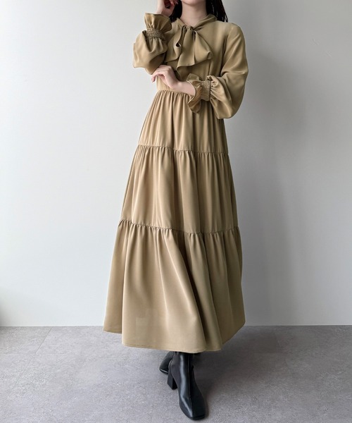 mipiarl ワンピース ボウタイティアードワンピース : ZOZOTOWN Yahoo