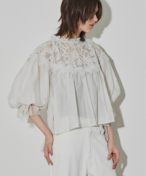 「LA BELLE ETUDE」 「belle vintage」7分袖ブラウス FREE ホワイト レディース
