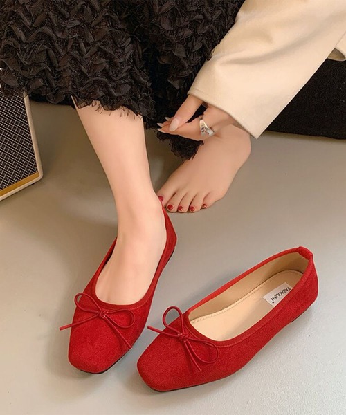 Offen◎美品バレエシューズ(23)パンプス フラットシューズ お洒落リボン バレエシューズ パンプス リボン付きフラットシューズ : ZOZOTOWN