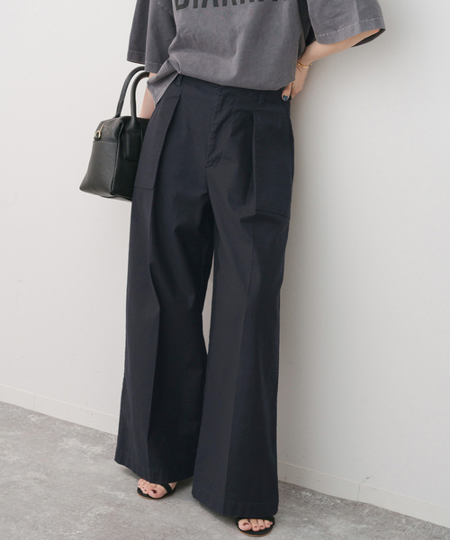 Spick&spanカーゴパンツ Spick＆Span カーゴパンツ バックサテンカーゴワイドパンツ