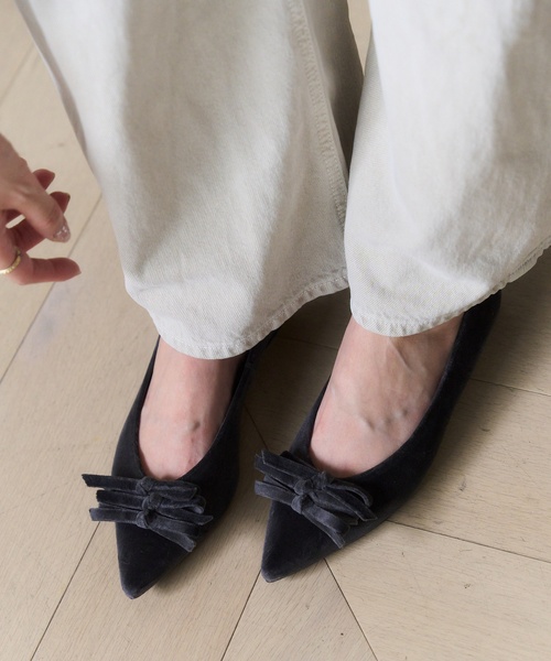 LE TALON（ル タロン） シューズ ポインテッドメニーリボンフラット