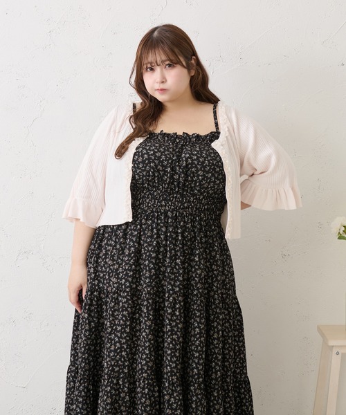 louiosy フリルカーディガン+キャミSET XL 大きいサイズ】フリルカーディガン+キャミSET（カーディガン