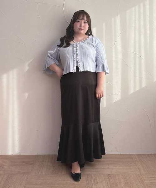 Louiosy ニット セーター 「大きいサイズ」フリルリブニット