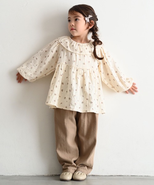 PUPPAPUPO（プッパプーポ） ブラウス シャツ 衿フリル ブラウス ダブル