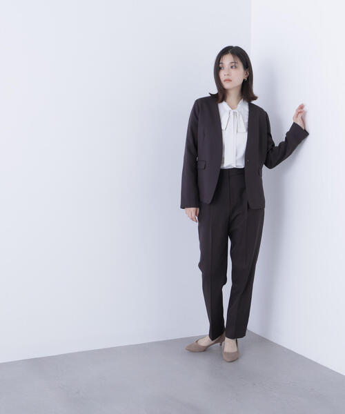 natural beauty basic ノーカラージャケット・パンツセット natural beauty basic ノーカラージャケット・パンツセット