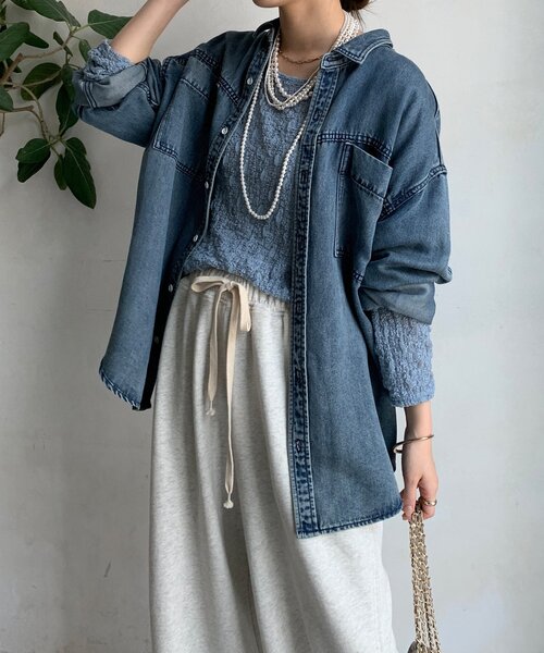 DouDou（ドゥドゥ） ブラウス シャツ リヨセルデニムポケットシャツ