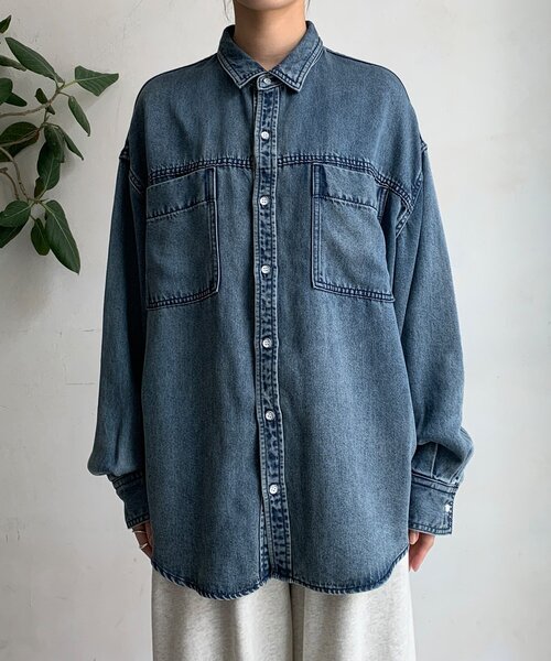 DouDou（ドゥドゥ） ブラウス シャツ リヨセルデニムポケットシャツ
