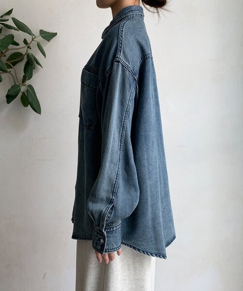 DouDou（ドゥドゥ） ブラウス シャツ リヨセルデニムポケットシャツ