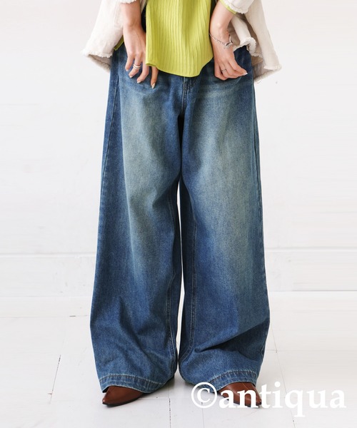 [antiqua] [patterntorso] обработка Denim брюки L оттенок голубого прочее женский 