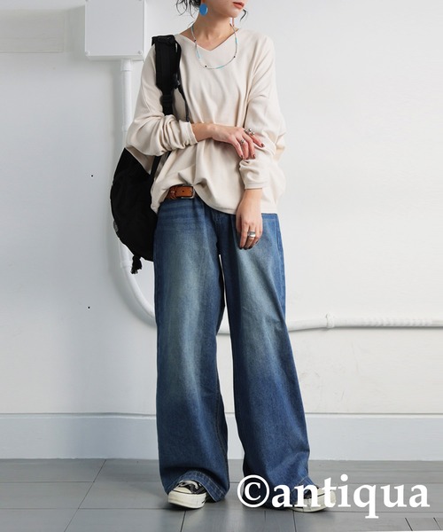 [antiqua] [patterntorso] обработка Denim брюки L оттенок голубого прочее женский 