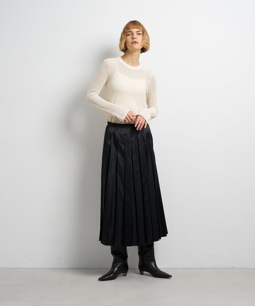 LANVIN en Bleu スカート LIMONTA East サテンプリーツスカート