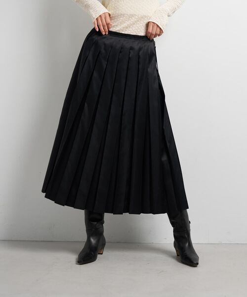 LANVIN en Bleu スカート LIMONTA East サテンプリーツスカート