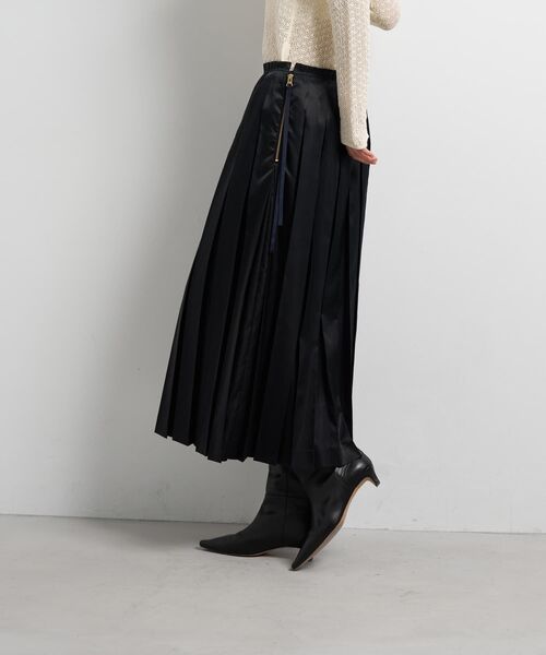 LANVIN en Bleu スカート LIMONTA East サテンプリーツスカート