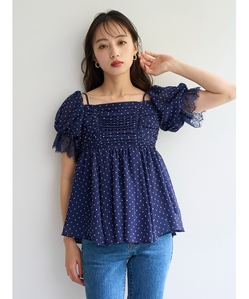snidel レース オフショルダー チュニック ワンピース バリエオフショルレースチュニック（チュニック）｜SNIDEL