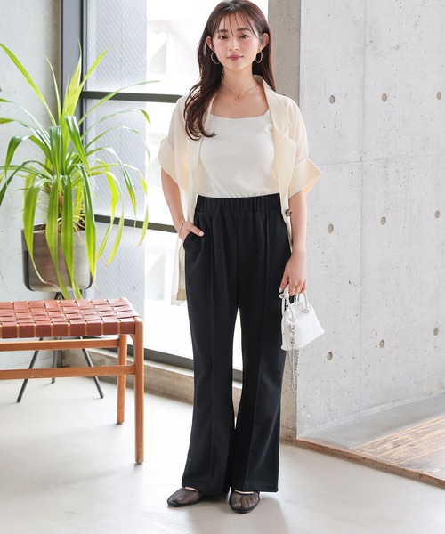 パンツ 「 低身長向けサイズ 」 美脚見えストレッチイージーパンツ