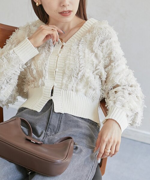 Thevon（ゼヴォン） カーディガン 「前後2WAY」フリンジショート