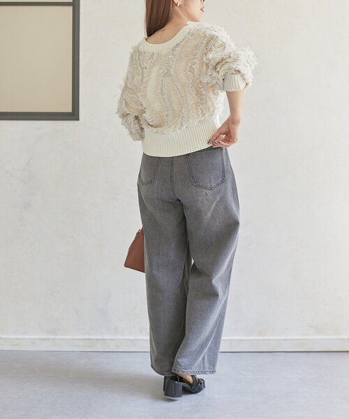 Thevon カーディガン 「前後2WAY」フリンジショートカーディガン