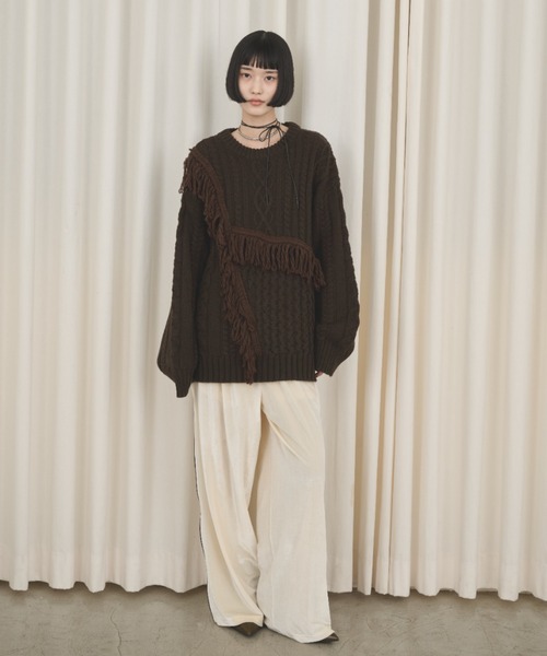 【極美品】CLANEアシンメトリーケーブルニット 極美品】CLANEアシンメトリーケーブルニット