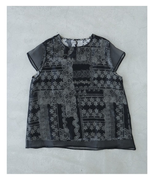 cawaii tシャツ 版画アートの重なるベールカットソートップス