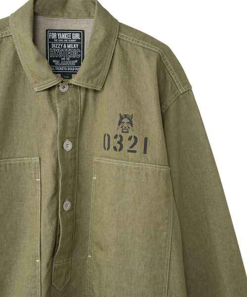 ヒステリックグラマー　オーバーサイズ　デニムシャツ　ベアー HYSTERIC 0321 デニムプルオーバーシャツ（シャツ/ブラウス